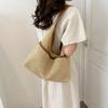 Large Capacity Straw Shoulder Bag with Pocket Underarm Tote Bag Trendy Woven Handbag  Outdoor