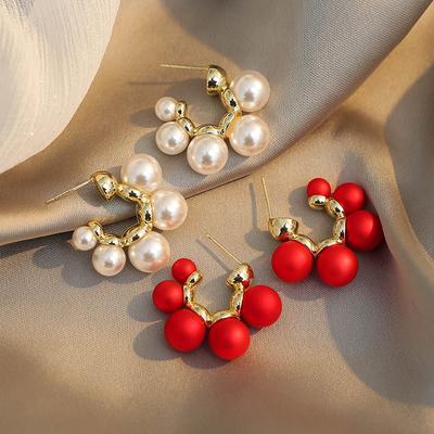 Elegant Celebrity Metal Inlaid Pearl Earrings For Woman Jewelry Wedding Party Girl's Unusual Earrings
