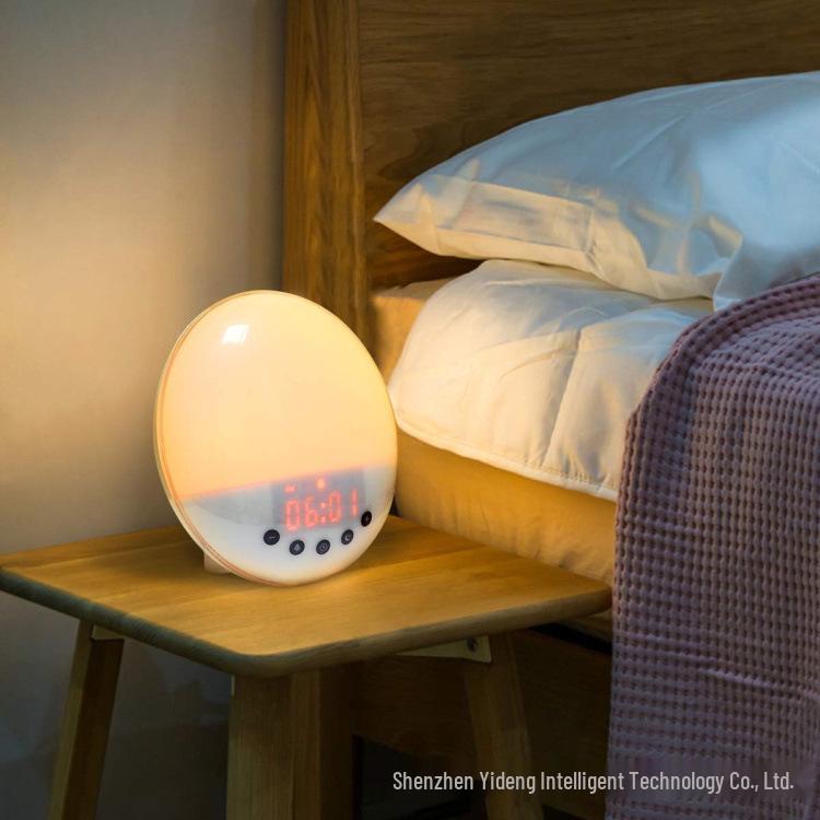 LED Sunrise Alarm Clock with FM Radio & Seven-Color Night Light
