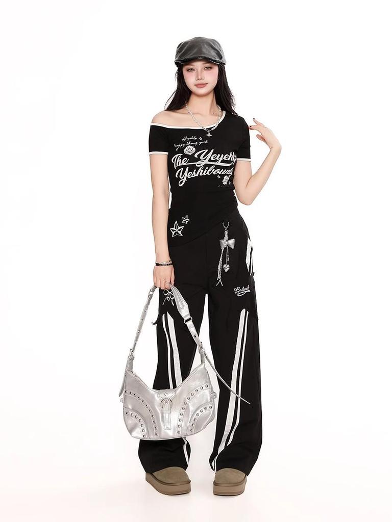 Y2K Spicy Irregular One-Shoulder Short Sleeve Top