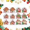 12PCS Christmas Tree Decoration Gingerbread House Pendant Wooden Multi-element Suspension Rope Holiday Wooden House Gift