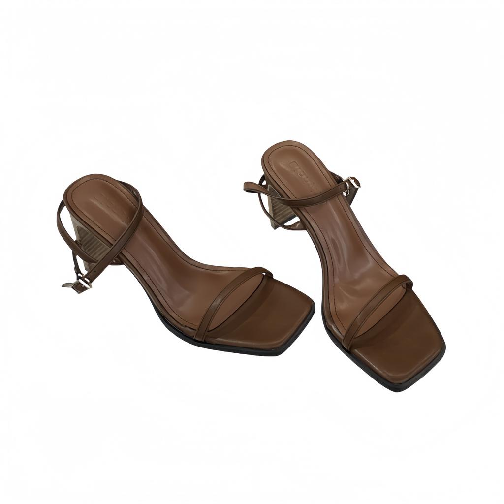 Fashion Comfort Shoes for Women 2025 Summer Open Toe High Heel Sandals Suit Female Beige Buckle Strap Peep High-heeled Clear Outside Bla