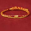 999 Pure Gold Women's Red String Horse Bracelet with Luck Bead