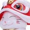 Red & Yellow Solar Nodding Lion Dance Cat Cultural Style Cat Figurine  Office Desk Ornament