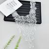 White Sequin Embroidery Decorative Front Neck Lace Fabric Flower Diy Pair Neck Wedding Dress Neckline
