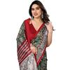 Yashika Damen Bedruckter Kalamkari Kunstseide-Sari mit Quasten und ungenähtem Blusenmaterial (AZYSP3SUBILA JHAL