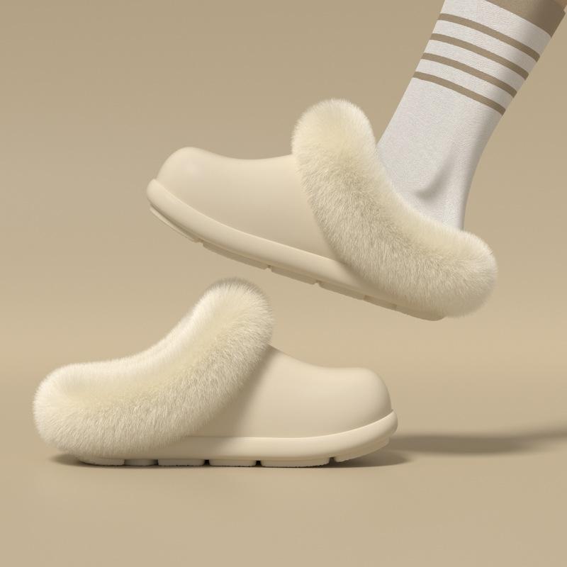 Waterproof cotton slippers autumn and winter 2025 new home warm comfortable thick bottom non-slip plush removable slippers