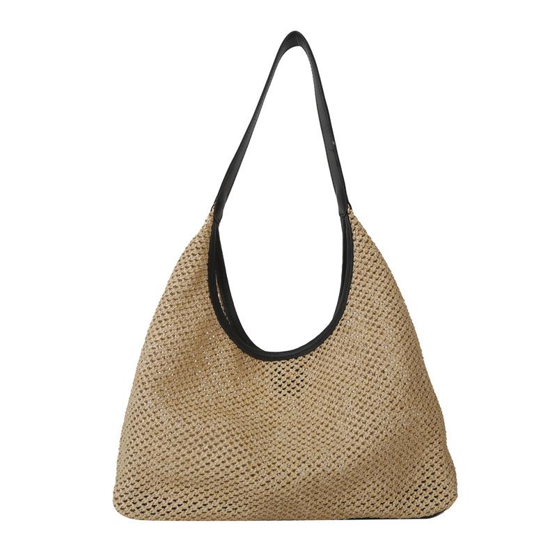 Retro Woven Tote Bags for Women Grass Woven Tote Bag Armpit Bags Large Capacity Single Shoulder Bag Beach Bag Handbags