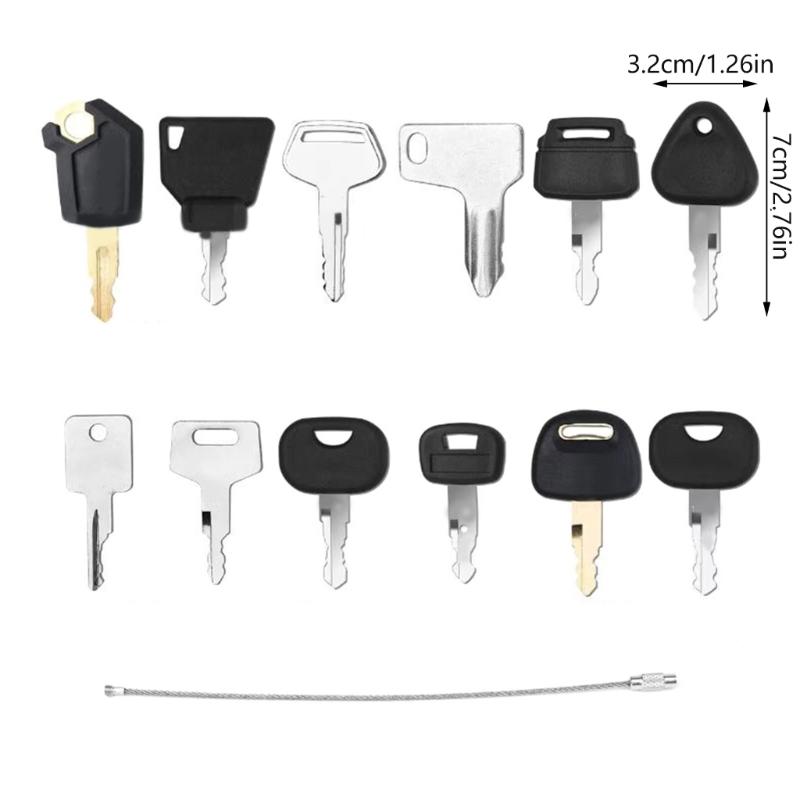 12Pcs Heavy Equipment Construction Ignition Key Set Machinery Key for Machines Universal Engine Start Switch Key