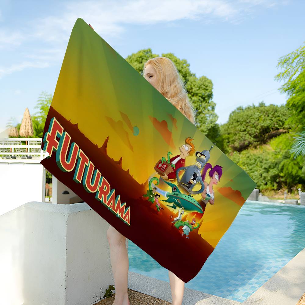Popular American Animation F-Futurama Game Bath Towel Microfiber Soft Water Absorbing Breathable For Girl Kids Decorative