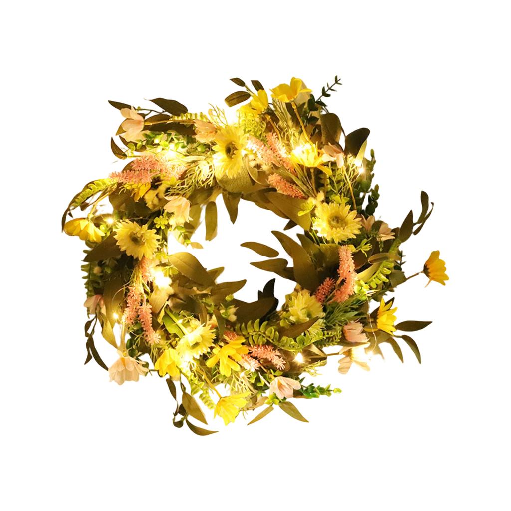 3D 45cm Easter Simulation  Olive Leaf Vine Wreath, Artificial Flower Glowing Home Decor Wall Hanging