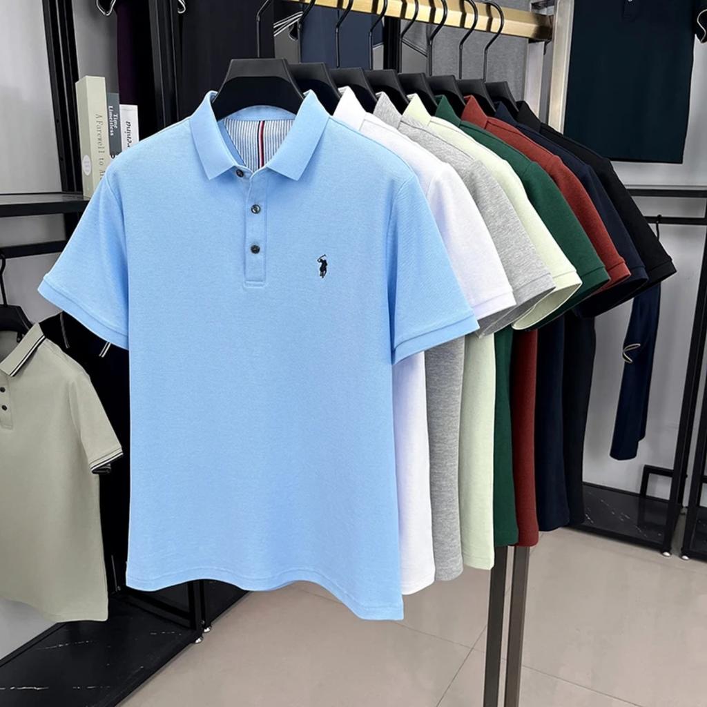 RogueWave 100% Pure Cotton Short Sleeved Men's Polo Shirt Fashion Embroidery Golf Top Casual Business T-shirt