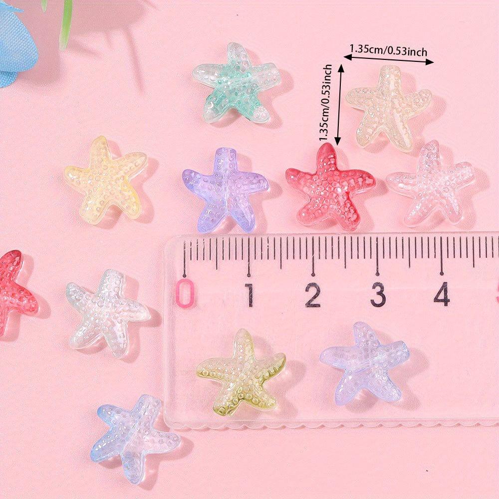 8/16/32pcs Glass Material Starfish Zhuhai Ocean Style Decoration Zhuhai Ocean Animal Beads Fashion Multi functional Personalized Decoration
