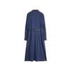 ELLE French Minimalist Tie Collar Loose Solid Color Long Dress Simple Elegant Long Sleeve Dress Women dresses Denim-Blue EL49248