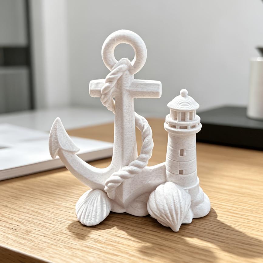 DIY Nautical Anchor & Lighthouse Statue 3D printing Figurine for Beach Themed Home & Office Painting Coastal Home Decor Ornament