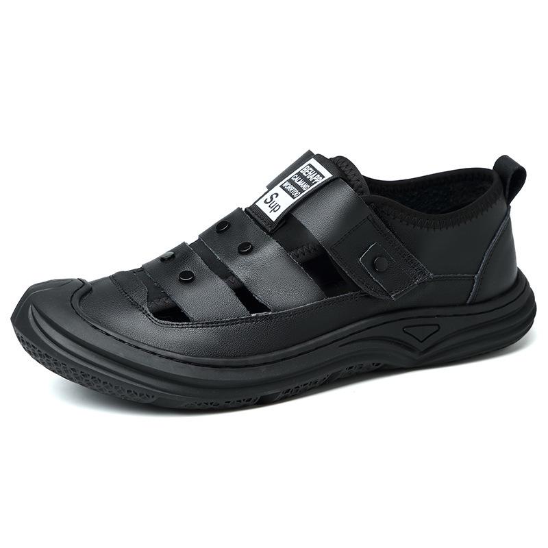 Light Luxury Men s Genuine Leather Breathable Sandals | Versatile Summer Beach Shoes 42