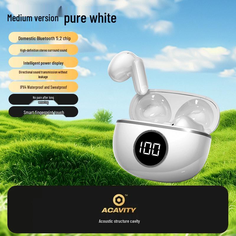 M21s Noise-Canceling Wireless Bluetooth In-Ear Headphones with Digital Display and Long Battery Life for Gaming.