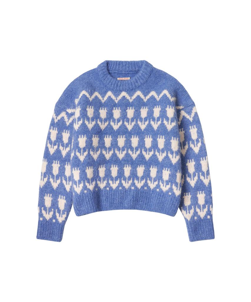 Banwonateullie Kn4240 Flower Hairy Wool Knit_Blue