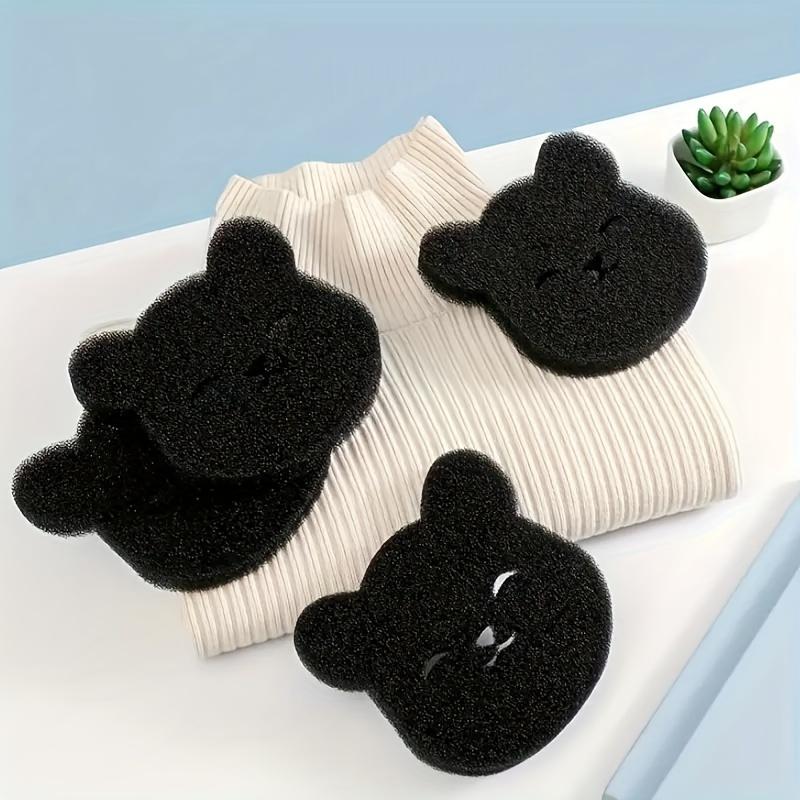 Quick-Dry 4-Pack Cute Bear Pet Hair Remover For Laundry - Reusable Dryer Balls Reduces Wrinkles  Saves Drying Time чёрный