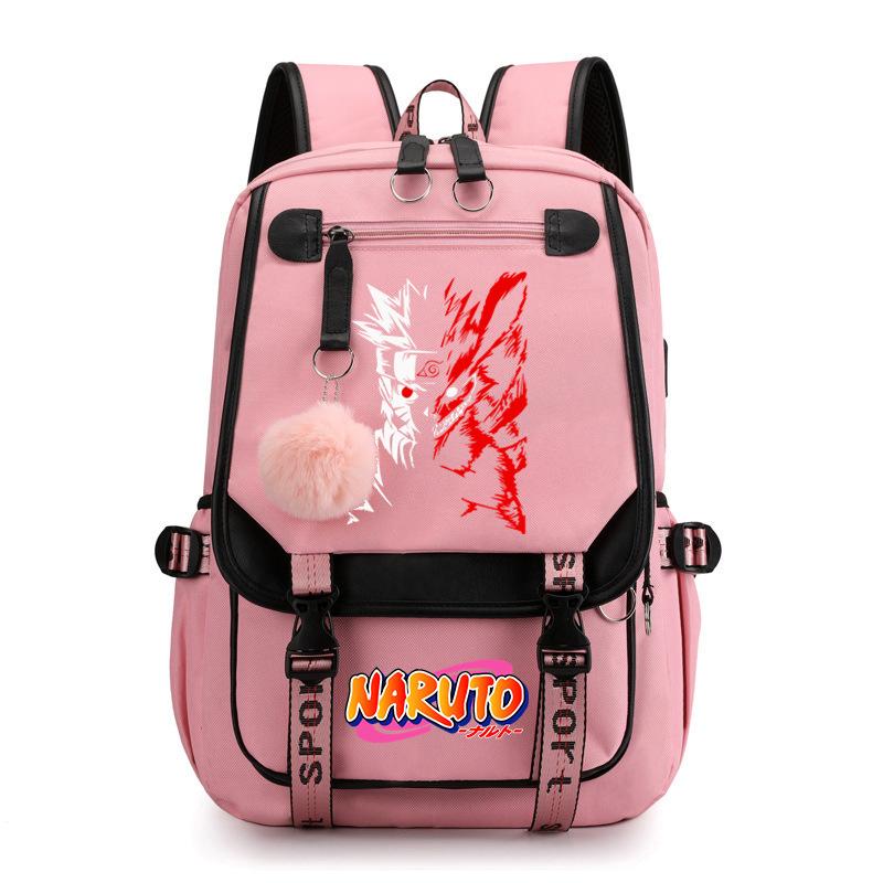 Naruto Anime Peripheral Printing Shoulder Back White Men's and Women's Leisure Outdoor Backpack Travel Bag Student School Bag