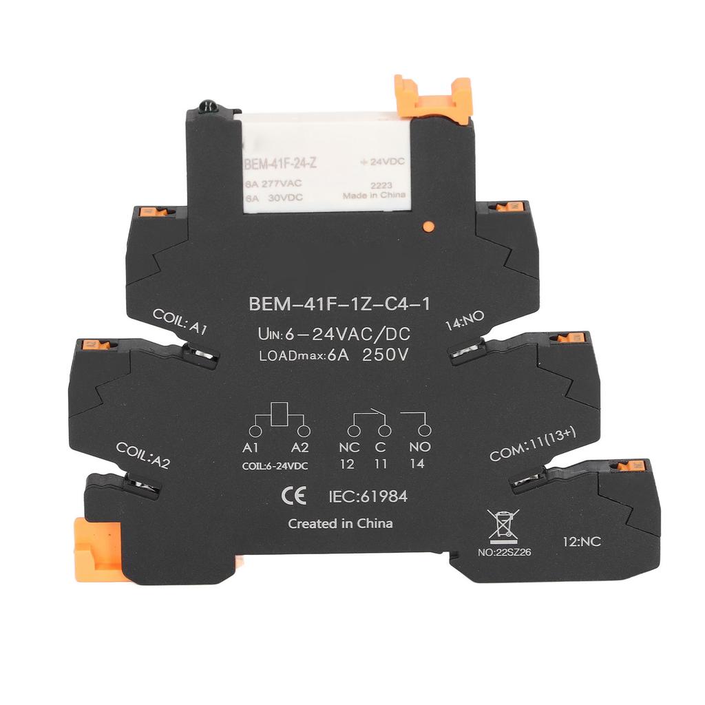 DC Control AC Ultra Thin Relay DIN Rail Mount Solid State Relay Module SPDT Contact 6A 6‑24V