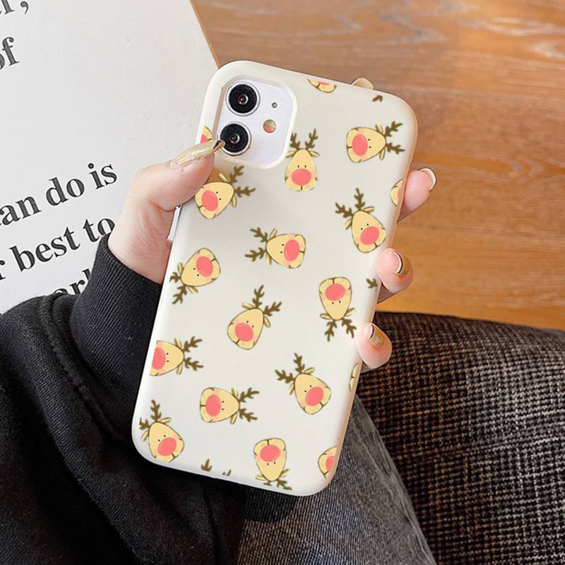 New Year Merry Christmas Phone Case Soft Solid Color for iPhone 11 12 13 mini pro XS MAX 8 7 6 6S Plus X XR