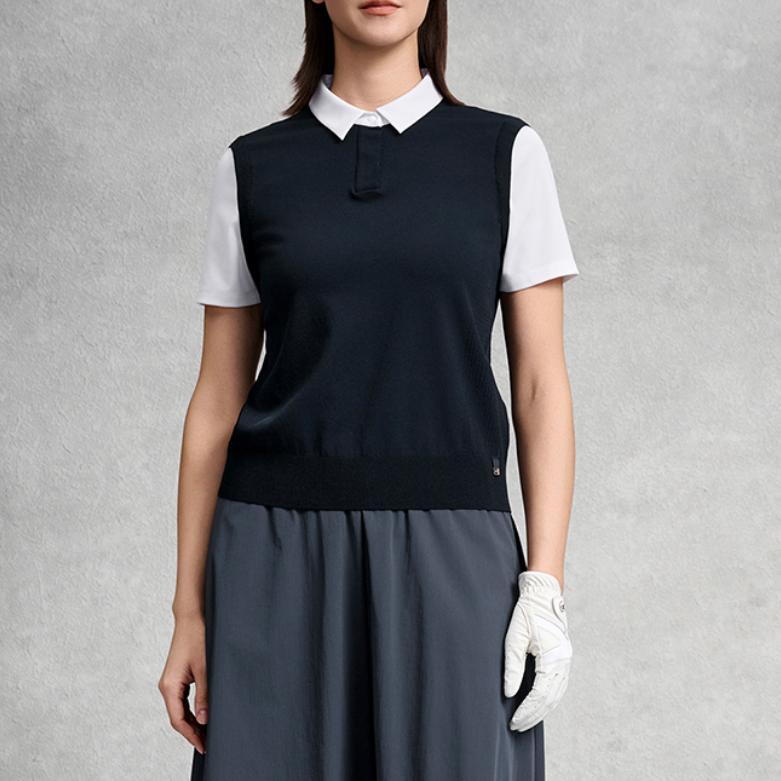 FILA Golf Series Pullover Knitted Polo Short Sleeve Golf Shirt Women tops A11W625411F-NV