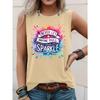 Ladies' Casual Vest - Colored Splashed Ink Background Design, Round Neck