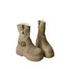 Autumn thin short boots inner height increase small versatile new women's boots short tube locomotive thick bottom short tube black