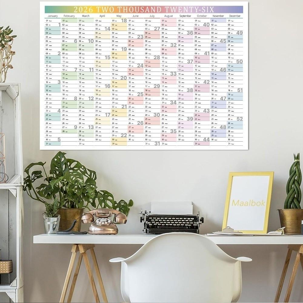 12 Month Wall Calendar 2026 Wall Mount Wall Planner New Full Year Calendar  Office Use