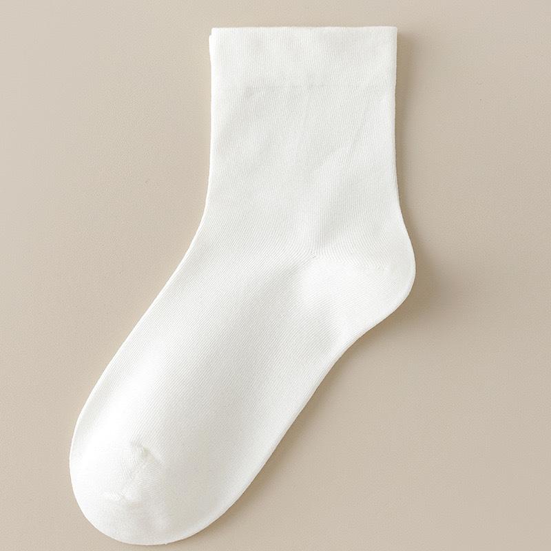 Women's Spring and Summer Thin, Solid-color, Pure Cotton, Versatile Mid-calf Socks, Boneless, Comfortable Postpartum Socks, Trendy Short Socks