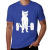 Gewichtheben Katze Kreuzheben Heben T-Shirt ästhetische Kleidung Sommer Oberteile Sportfans schlichte weiße T-Shirts Herren