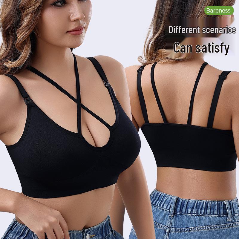 Seamless Cross-Border Vest-Style Nursing Bra with Removable Pads for Yoga & Postpartum