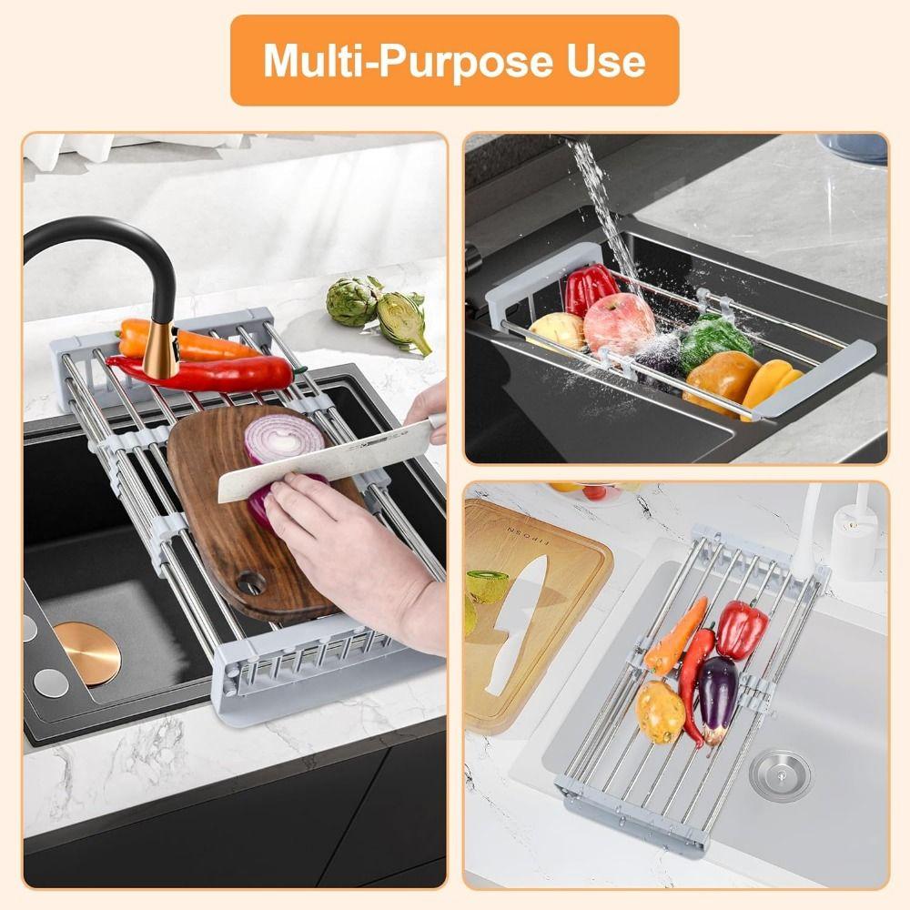 Adjustable Dish Organizer Multipurpose Dish Washing Shelf Dish Drying Rack  Kitchen Sink