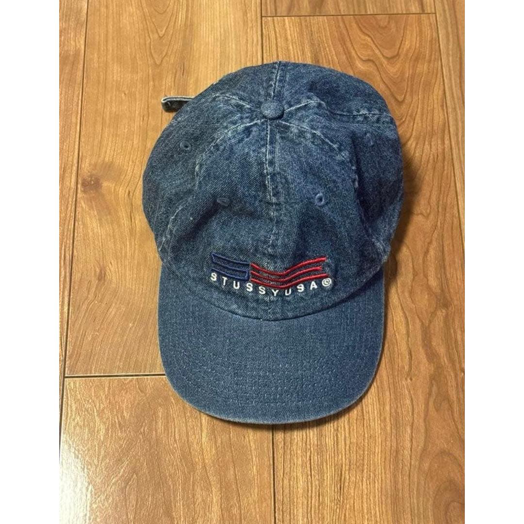 Used STUSSY denim cap hat blue
