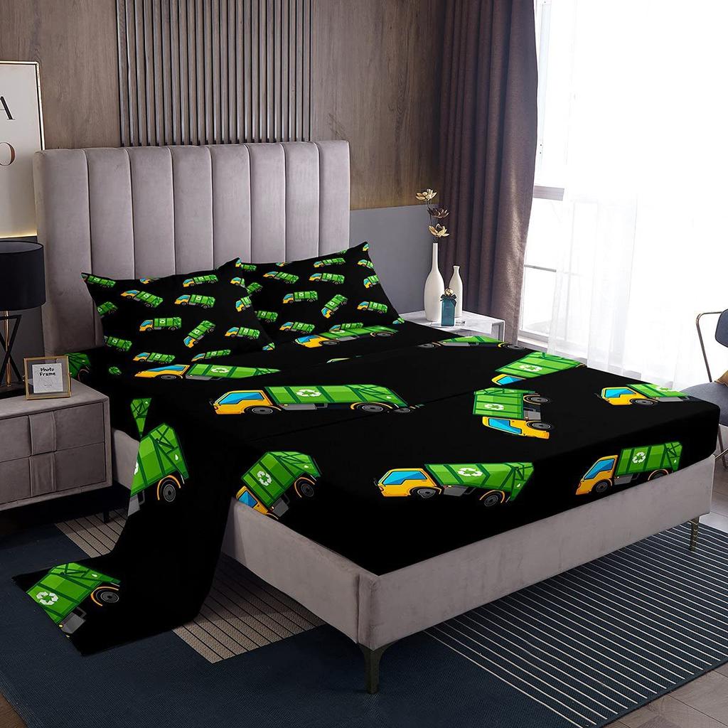 Dog Footprint Bone Pattern Bed Hat Four-piece Bedding Set Bedroom Dormitory Bedding Decoration