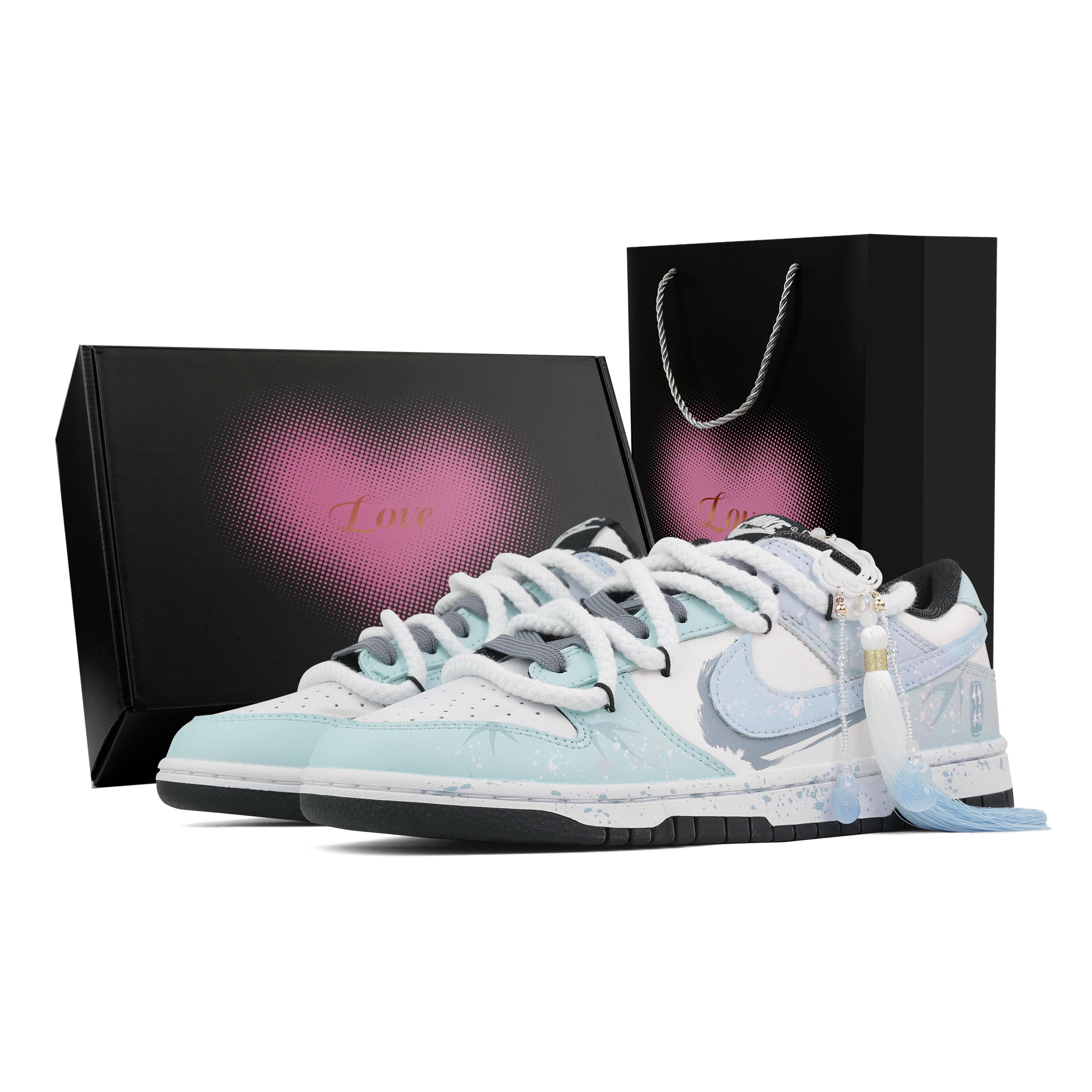 

Nike Dunk Bamboo Forest, Heart Box Abrasion Resistant Low top Skateboard Shoes Unisex Blue White DD1391-100(Team773--) 45