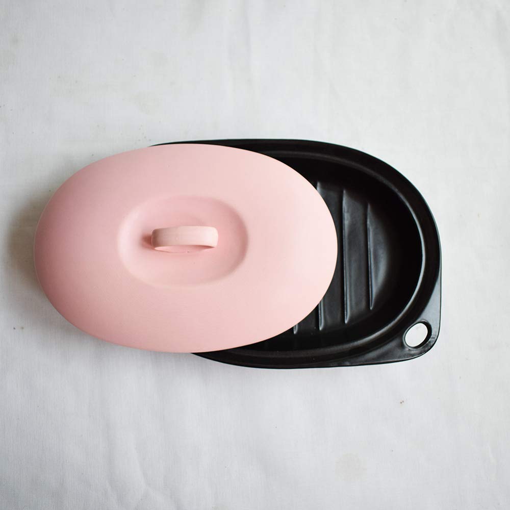 [KaKa Department Store] Microwave Heating Plate with Lid, Pink, Made in Japan, 01-03