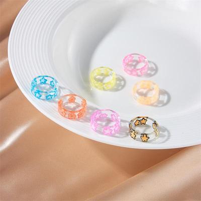 Resin Small Star Ring For Lovely Kids Cute Women Girl Gift Party Jewelry Anillos Mini Ring Set
