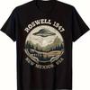 Unisex Roswell 1947 Alien UFO Grafik T-Shirt Vintage Retro SciFi Design mit New Mexico USA Text Schwarz Kurzarm Lässiges T-Shirt2026