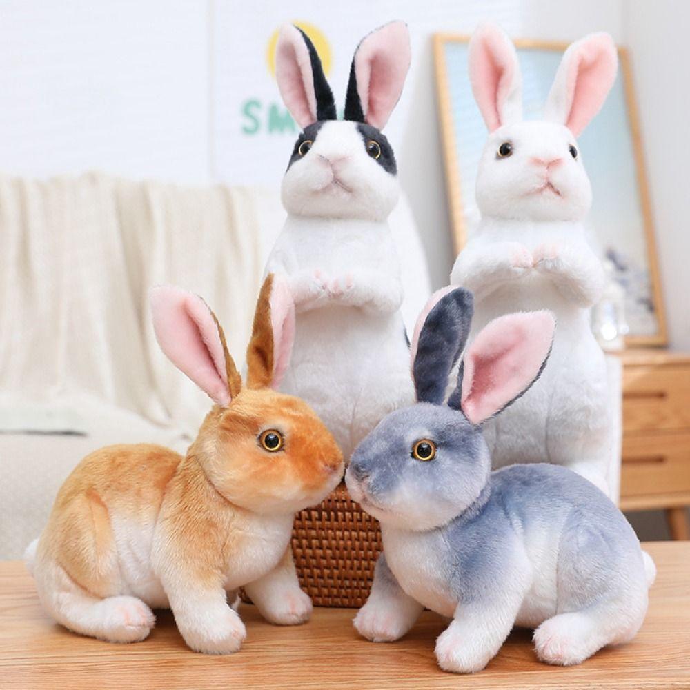 Soft Skin-friendly Rabbit Plush Toy Long Ears Realistic Rabbit Plush Birthday Gift