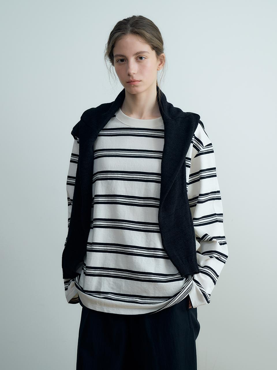 Verbom Stripe Logo T-Shirt_Ivory Ivory