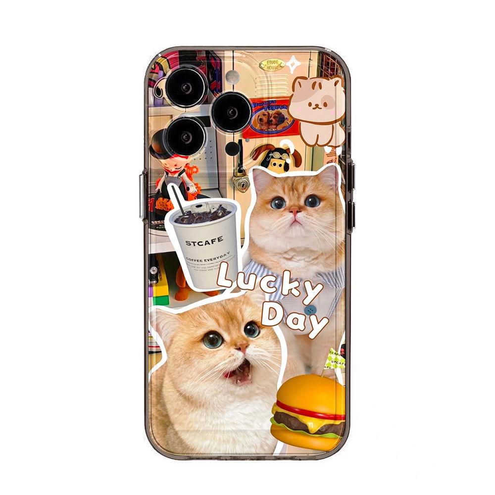 Coffee Cat Applies To iPhone17promax Mobile Phone Case Apple 16 Transparent 14/13 Fine Hole 15 Protective Case