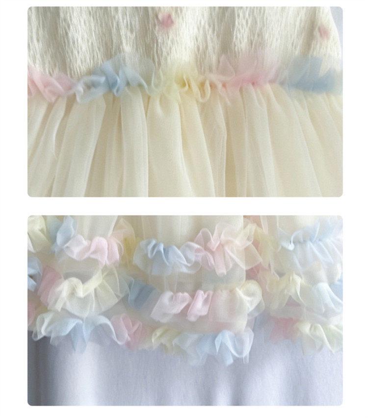 2026 Neues Sommer-Netz-Midikleid im Prinzessinnen-Stil mit flauschigem Rock für Kinderfest-Aufführung