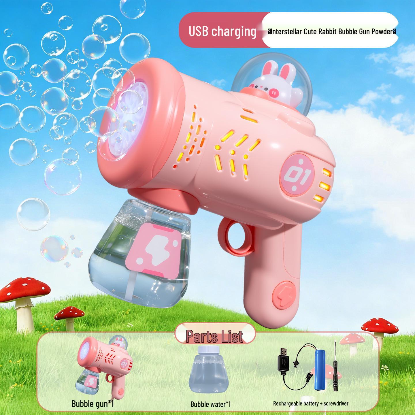 

Electric 10-Hole Bubble Blower with Lights – Automatic Space Bubble Gun Toy for Girls