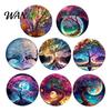 Non-slip Cup Coasters 8PCS Coasters, Colorful Wood with Non-Slip Heat Insulation Set Waterproof Drink Holder, for Home Office Dining Table Decorative