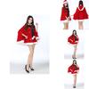 Delicate Christmas Ladies Red Velvet Santa Claus Cloak Cape With Hooded Cosplay Costume