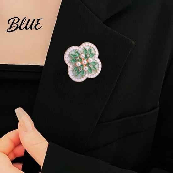 Decorative Lapel Pin Women Brooch Imitation Pearls Enamel Glaze Flower