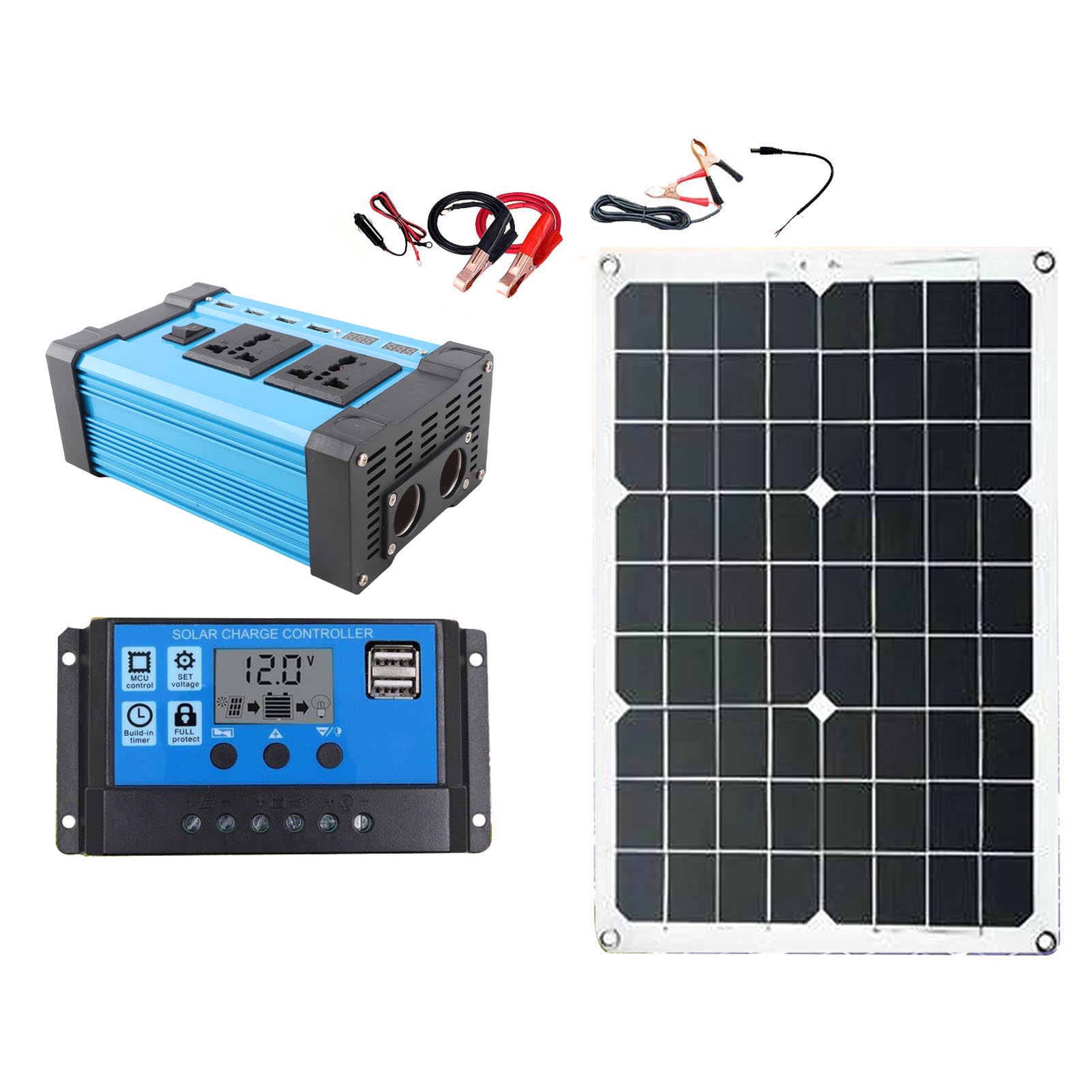 Aimo Green/Red Solar Generator System 300W 12V To 220V Inverter 18W 18V Solar Panel With Controller For Power