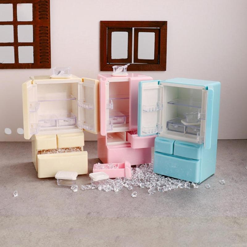 1 Sammlung Miniatur-Lebensmittel Genießen Küchenszene Tasche Möbelmodell 1:12 Spielhaus Spielzeug Puppenhaus Cartoon Mini Kühlschrank